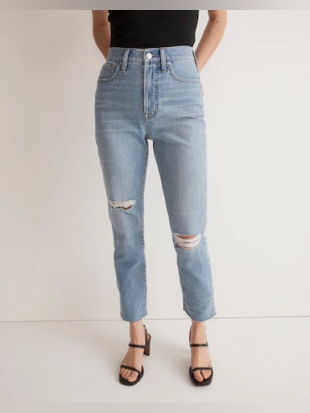 Madewell Perfect Vintage Jean Light Blue Distressed Straight-Leg Jeans